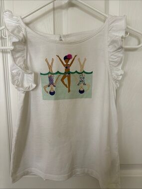 Janie and Jack Swim Tee girls
white ruffle details tank tee Size 8 like new Sp